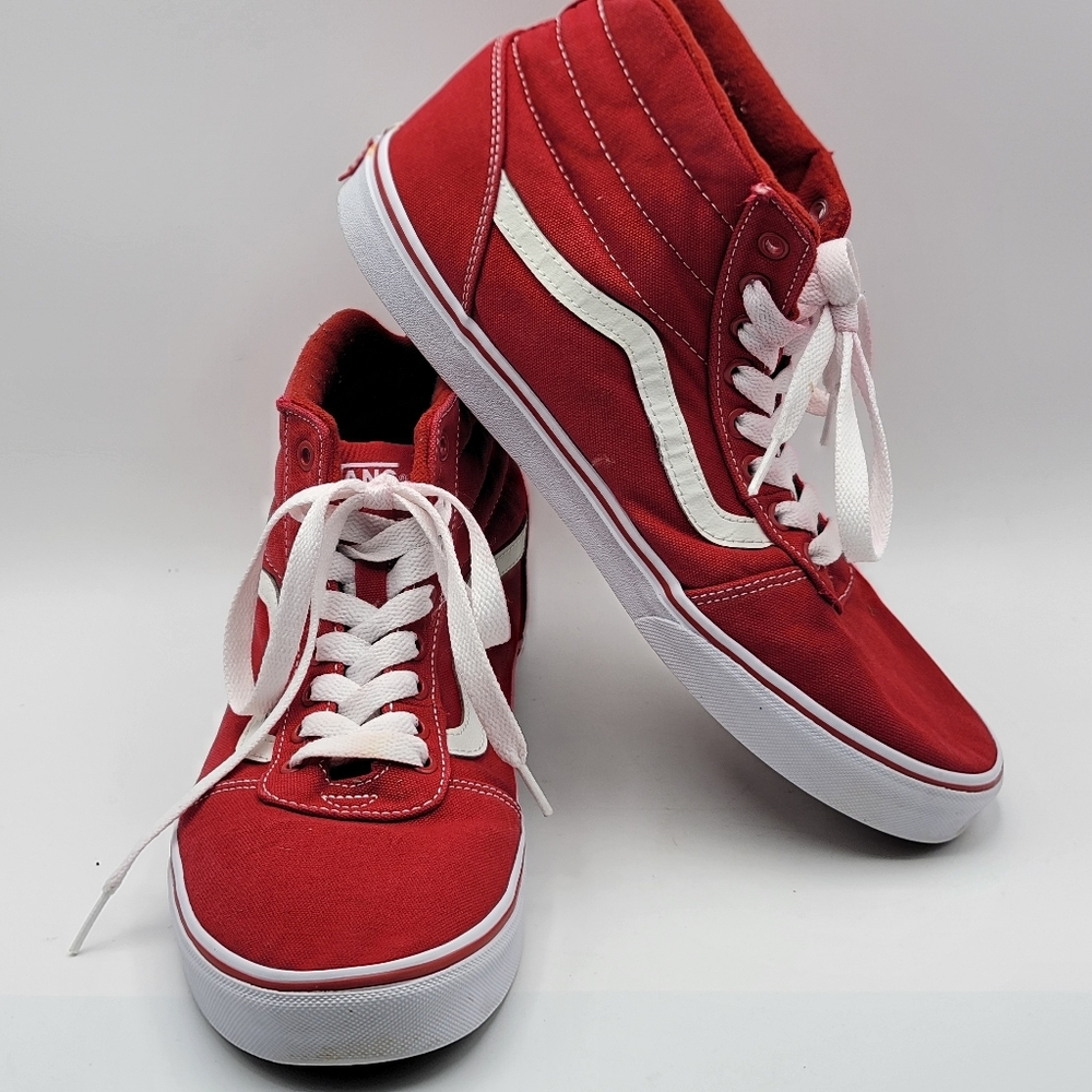 VANS Red High-Top Sneakers with White Accents SIZE 12 #1669